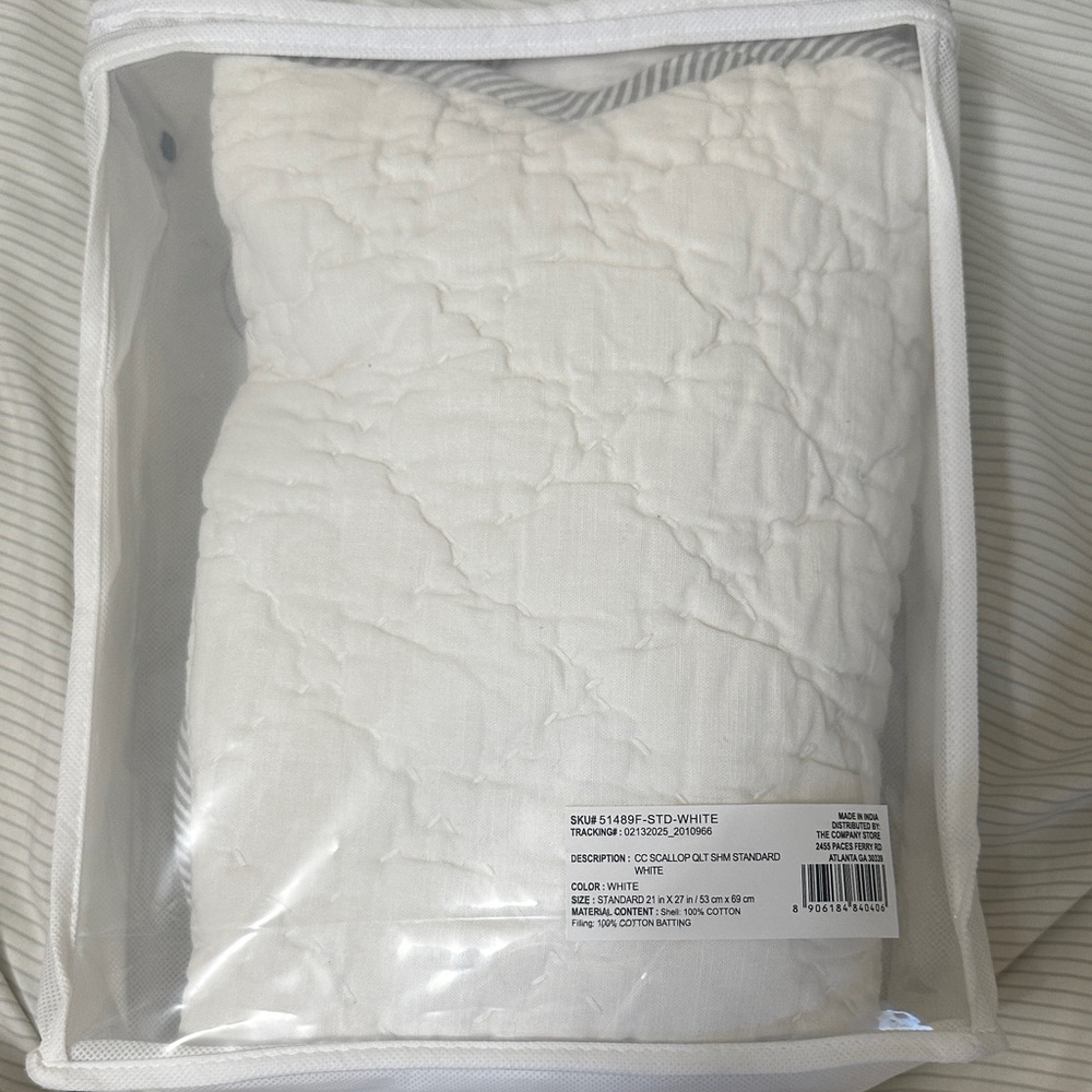 White Quilted Pillow with Gray Trim - Picture 6 of 6
